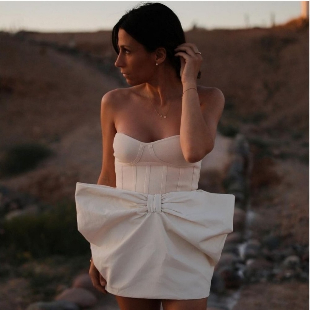 ZARA* Set 2 Piece Voluminous Bodysuit And Bow Skirt Cream Bloggers Favorite - Picture 4 of 15